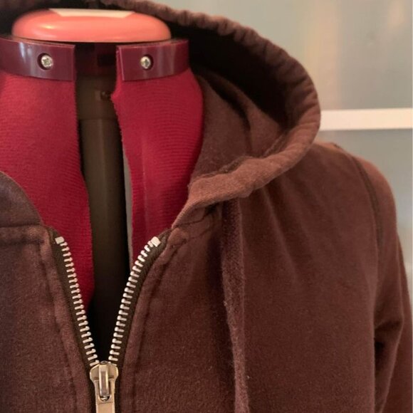 Nitrogen Long Brown hooded sweatshirt with front zipper Medium - Picture 6 of 7